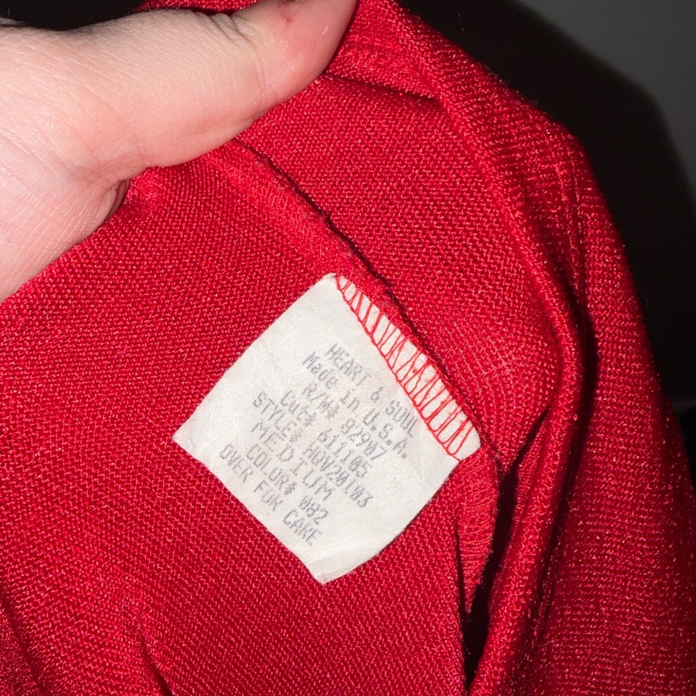 Heart Soul vintage red y2k cowl neck stretchy blouse USA juniors M slit sleeves - Picture 3 of 4